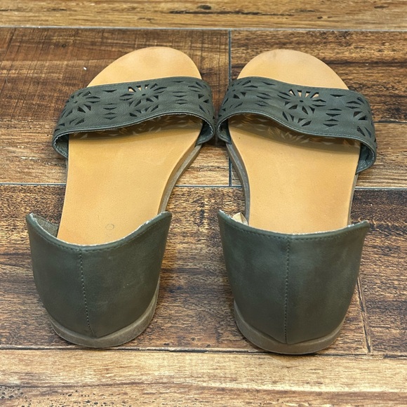 Andiamo D'Orsay Open Toe Slip On Flat Sandal Womens 9W Olive Green - Picture 7 of 10